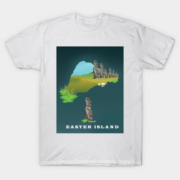 Easter Island travel poster T-Shirt by nickemporium1